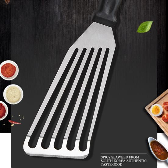 Bratspatel aus Edelstahl, rutschfest, leicht zu reinigen, hohles Design, vielseitig, guter Griff, Steak- und Fischspatel für Restaurants