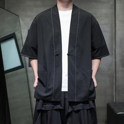 Summer Men Casual Shirts Men Harajuku Vintage Shirt Men Loose Open Stitch Men Woman Shirt Streetwear Black Cardigan
