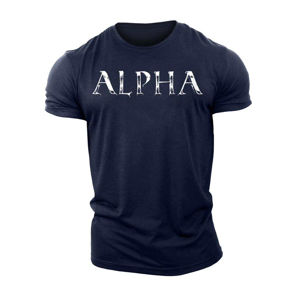 3D Printing Alpha Gym Fitness T-Shirt High Quality Polyester Casual Fashion Men's Short Sleeves Top Muscle Man Tough Guy T-Shirt