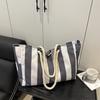 Canvas Women's Bag Large Capacity Shoulder Bag Striped Tote Bag 56*14*34cm
