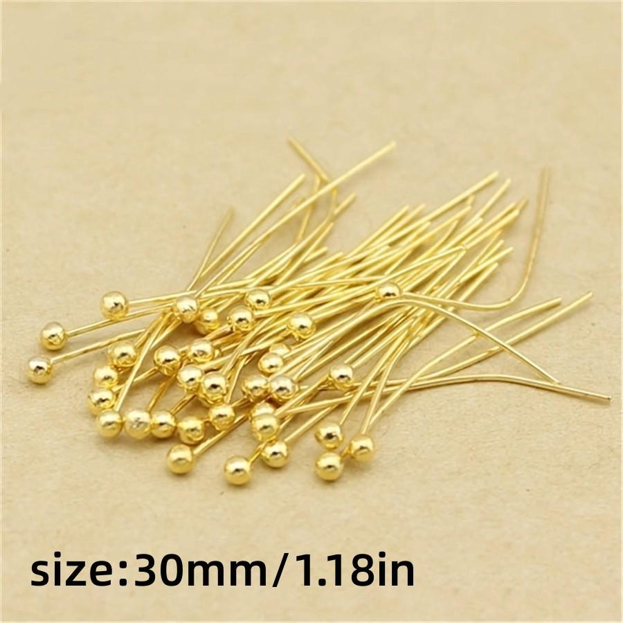 

100 шт./лот Шариковые булавки Посеребренные Позолоченные Булавки с головкой для нанизывания бусин Изготовление ювелирных изделий Сделай сам Ремесло Ручная работа Аксессуары 30mm-100Pcs золотой