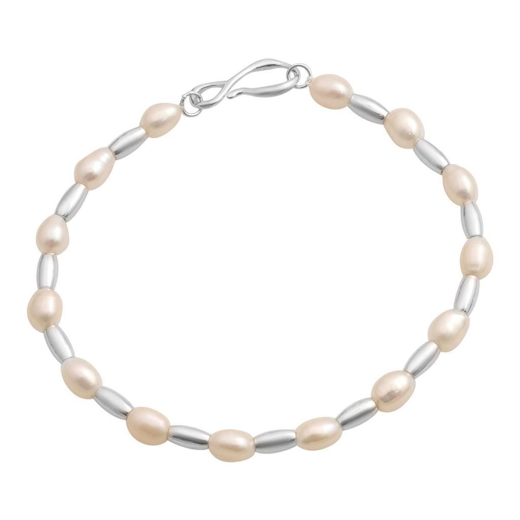 Серебряный браслет с натуральным жемчугом барочным, вес изделия 5,42 гр (2184980)