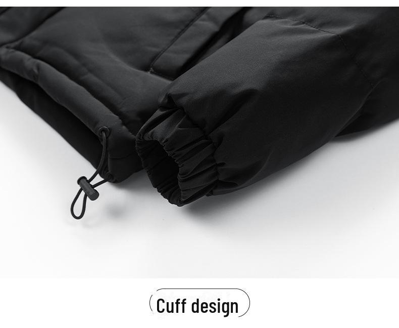 Men's Winter Hooded Faux Two-Piece Fleece Cotton Jacket - Thick and Warm