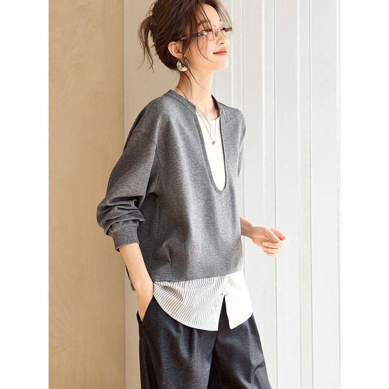 Commuter U-Neck Color Block Pullover Sweatshirt XL