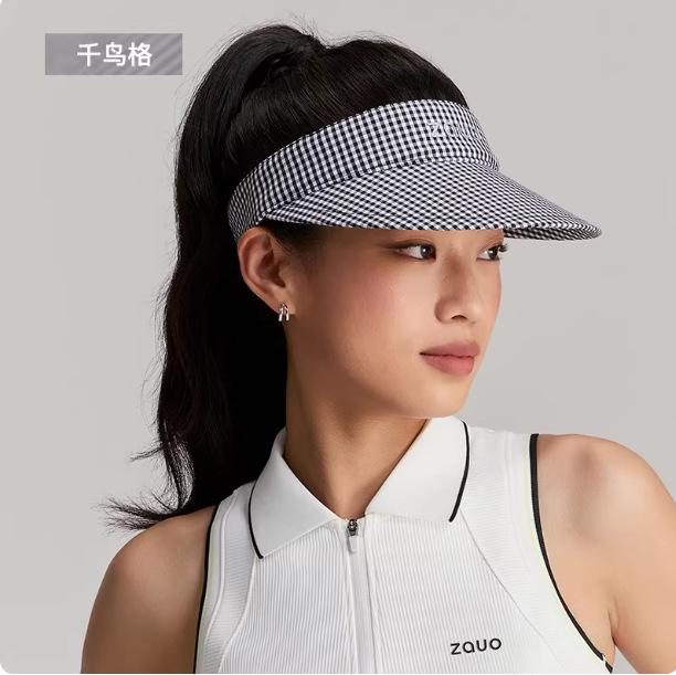 

Korean zauo sunscreen sports empty top bucket hat thousand bird grid women travel versatile cap show face small visor 50-60cm