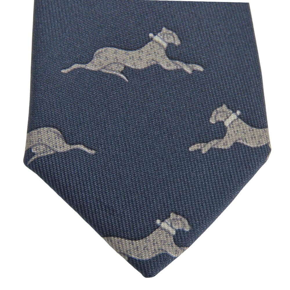 Used HERMES tie Animal motif silk Navy gray gray business