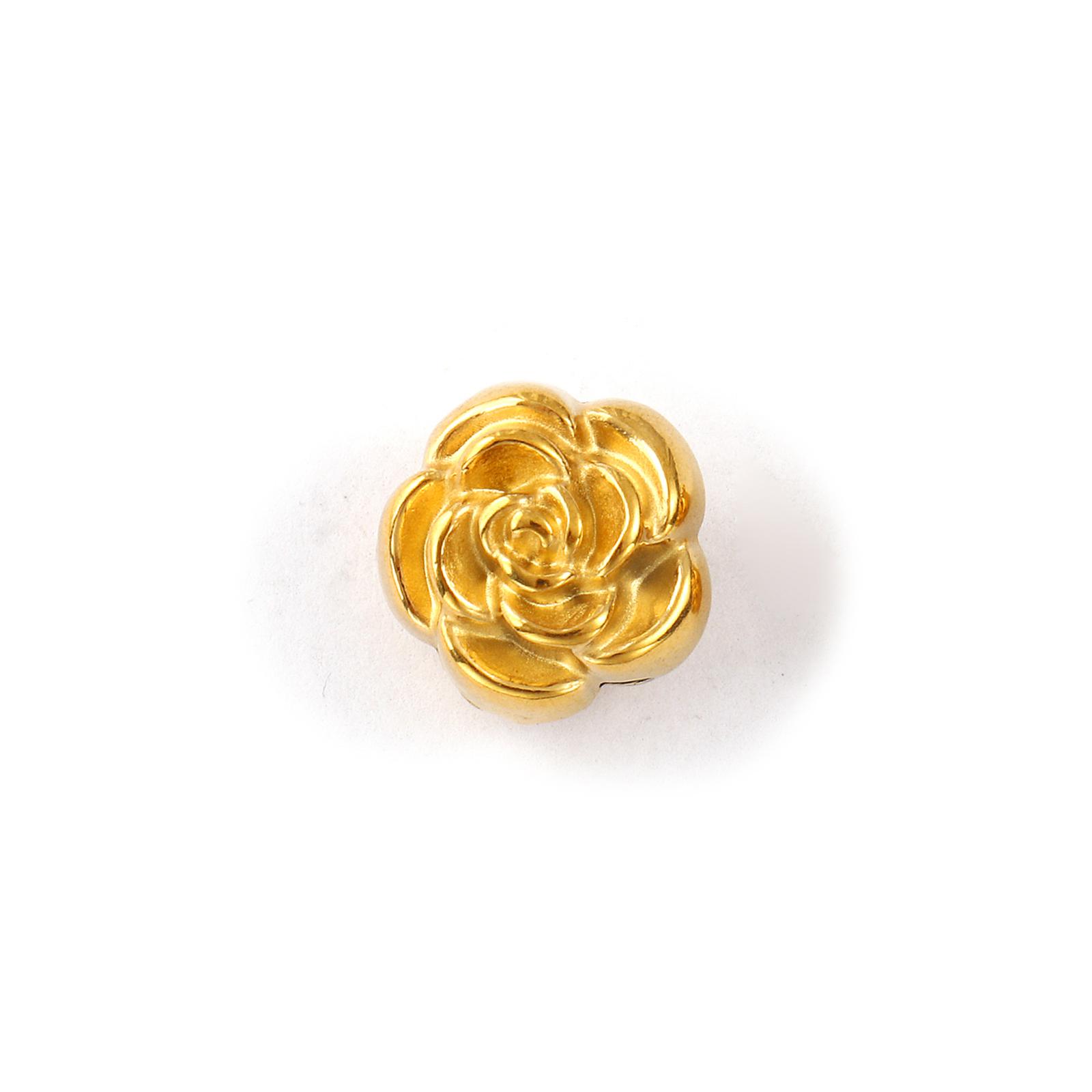

2 PCs 304 Stainless Steel Charms 18K Gold Plated Flower Double Sided Pendants For DIY Necklace Earrings Bracelet Jewelry Making