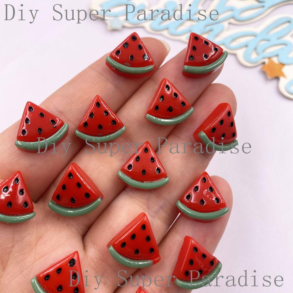 30PCS Resin Kawaii Colorful Mini Red Watermelon Strawberry Figurine Flatback Stone Decor Scrapbook DIY Bow Jewelry Making Crafts
