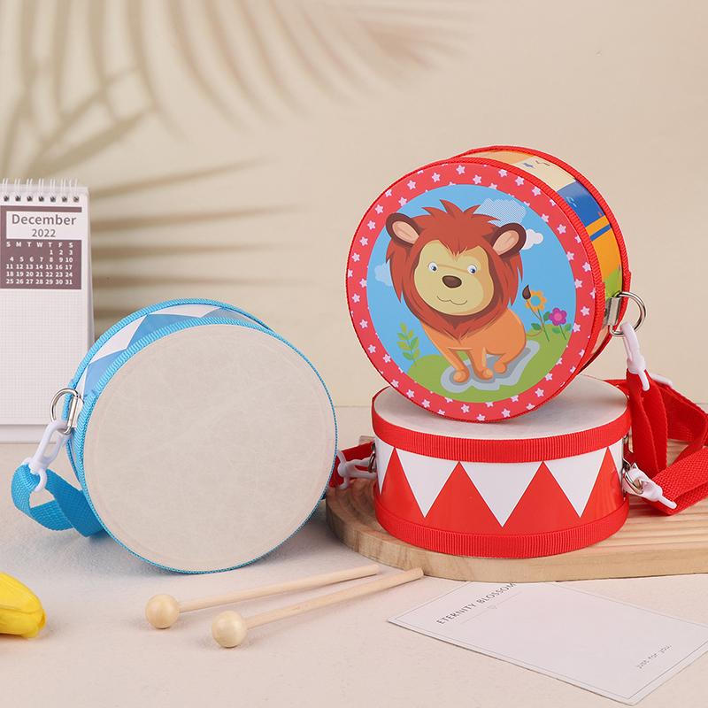 Kids Percussion Drum Wood Toy Set With Carry Strap Music Instrument Teaching Aids For Toddlers Develop Children's Rhythm Sense
