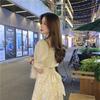 Floral bubble sleeve dress women's design sense summer new small fresh and sweet short-sleeved student short skirt