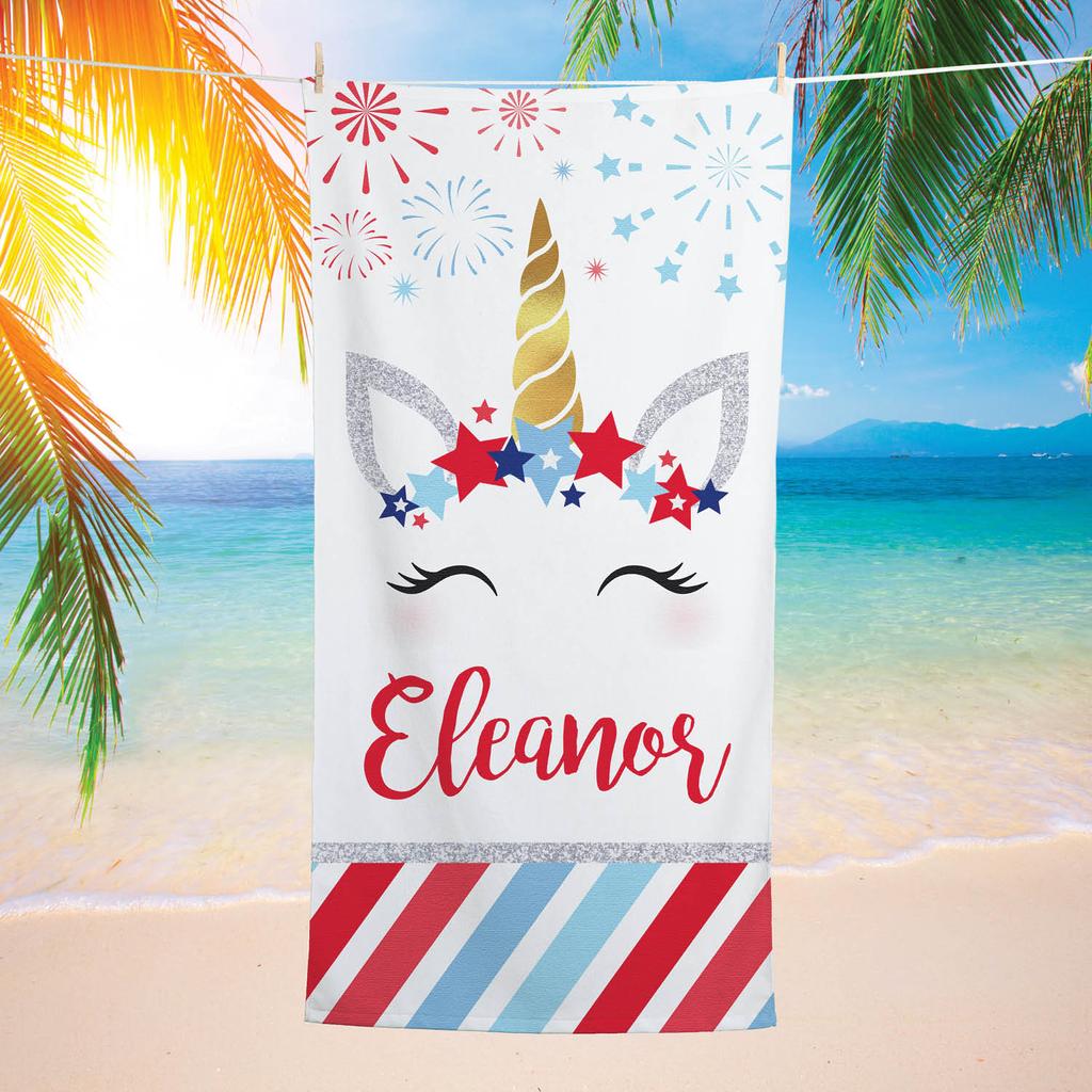 Name Bath Towels Cartoon Unicorn Beach Towel Bathroom Sport Towel for Adult Kids Microfiber Quick Dry Swimming Cover