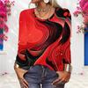 Women Plus Size Round Neck Long Sleeve Abstract Swirl Print Pullover Sweatshirt