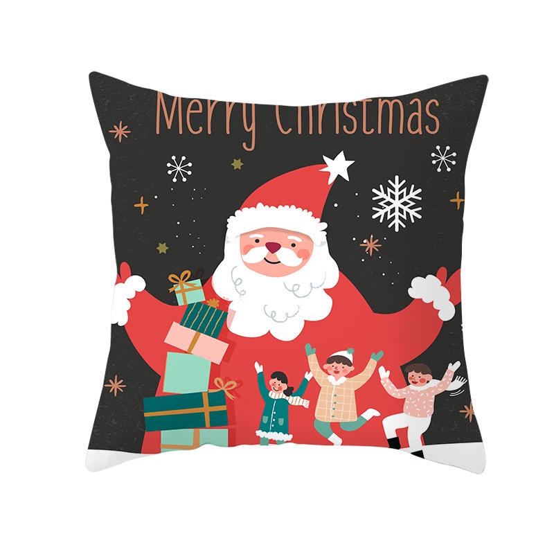 Peach Skin Christmas Print Pillow Case Cartoon Animal Home Sofa Cushion Cover Bedside Bedroom Pillow