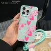 Pink Hand-Draw Heart Protective Phone Case For iPhone 17 16 16e 15 14 13 12 Pro Max 11 Plus Shockproof Lichee Pattern Funda