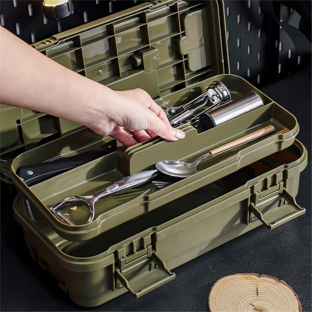 Tool Storage Box, Gardening Tool Box,, Hardware Storage Set, Plastic Storage Box Waterproof Cargo Box Khaki