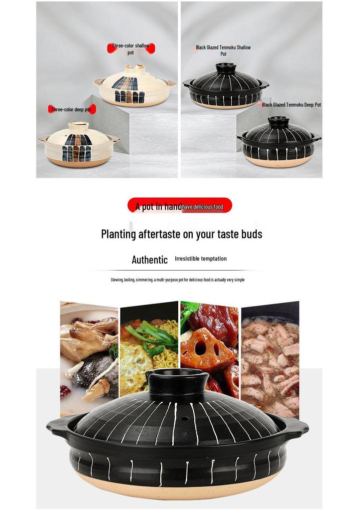 Bao Yi High-Temperature Japanese Ceramic Clay Soup Pot for Gas Stove