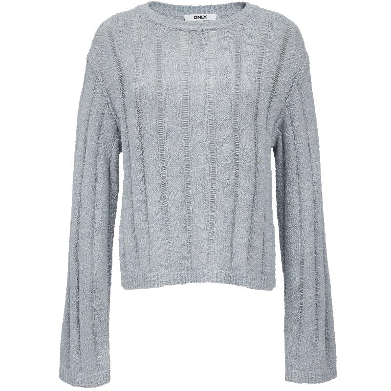 

ONLY Women s Fall 2025 Relaxed Fit Slit Textured Knit Sweater XL