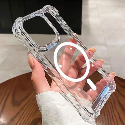 Magnetisches kabelloses Ladegerät für Magsafe Transparente Hülle für iPhone 17 11 12 13 14 15 16 Pro Max Plus Stoßfeste weiche Bumper-Abdeckung