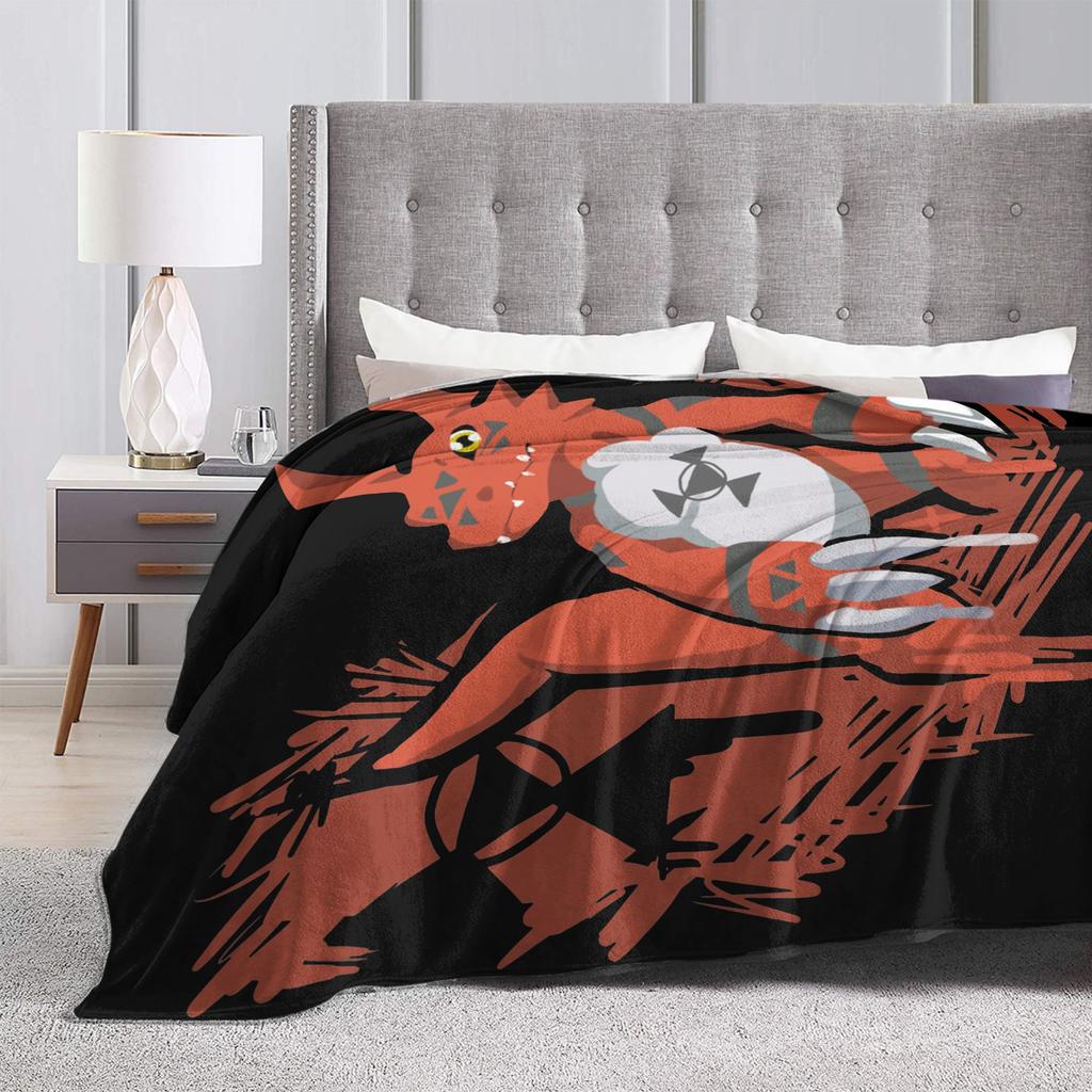 Guilmon Blankets Digimon Nostalgic Anime Wool Vintage Soft Throw Blanket for Bedding Lounge  Winter