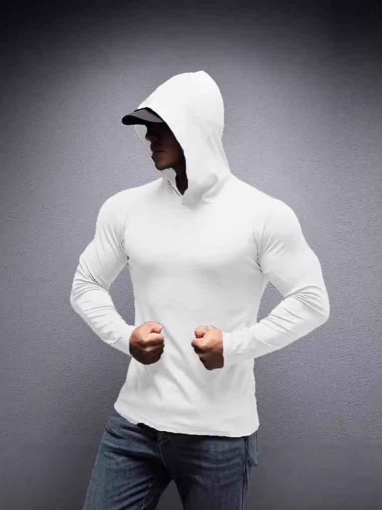 Spring & Autumn Men's Quick-Dry Stretchy Hooded Running Sweatshirt
