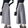 Elegant High-Waisted Korean Mid-Length Skirt - Autumn/Winter Hip-Hugging Straight Style for Women