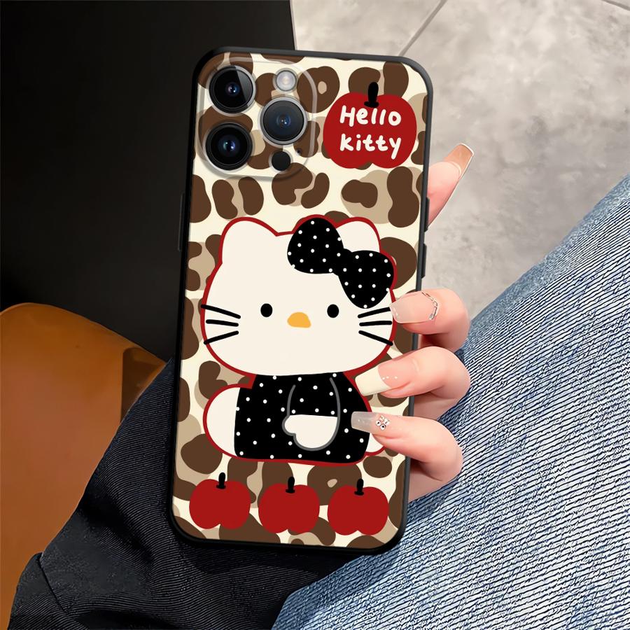 Case for iPhone 17Air XR XS Max 13 12 11 17 Pro Max 15 16 14 Plus 7 8 Black Soft Phone Cover Sanrio Hello Kitty