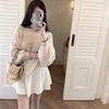 New Fashion Crew Neck Loose Hollow Out Sweater Autumn New Lantern Sleeve Knitted Office Casual Knitwear Top Thin Simple Clothing