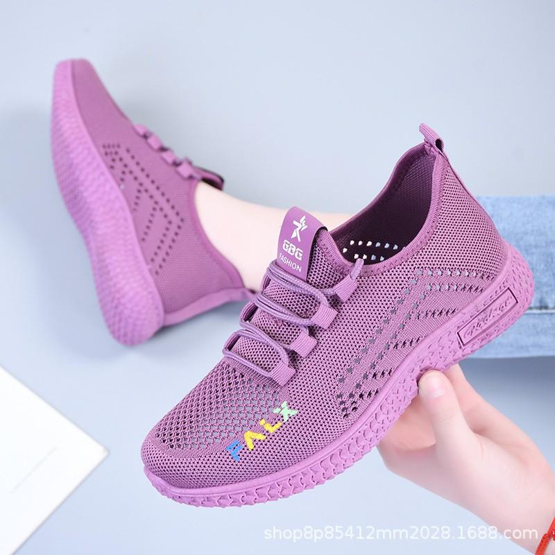 Womens Breathable Mesh Flat Walking Shoes With Non-Slip Rubber Sole Lightweight Casual Lace-Up Sneakers Fall