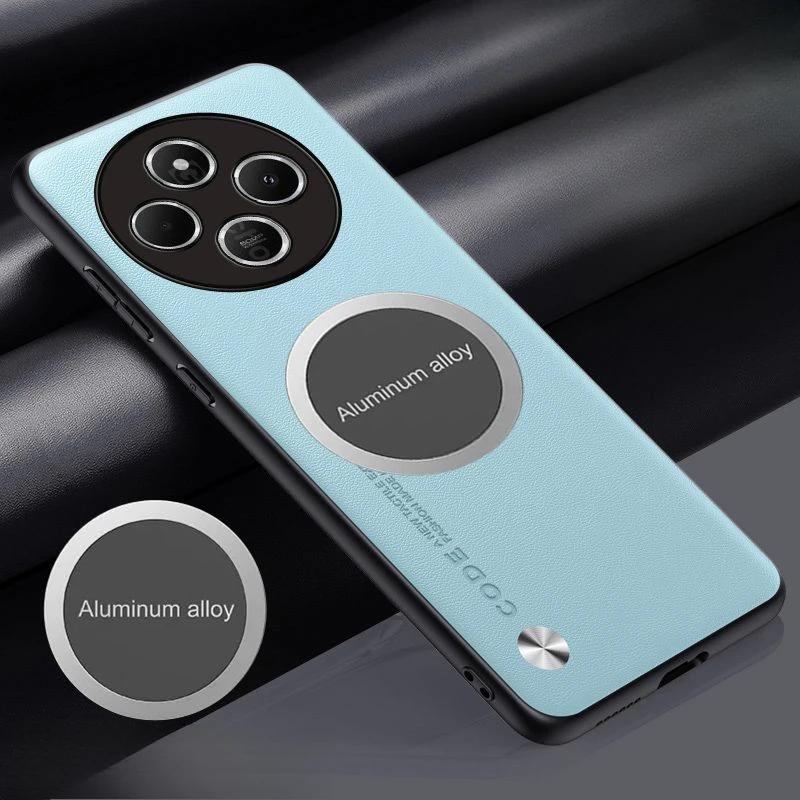 Metal Magnetic Car Holder Leather Case For Redmi A5 A4 A3 A3Pro 14C 4G 5G Skin Feel Carbon Fibre Shockproof Protect Cover