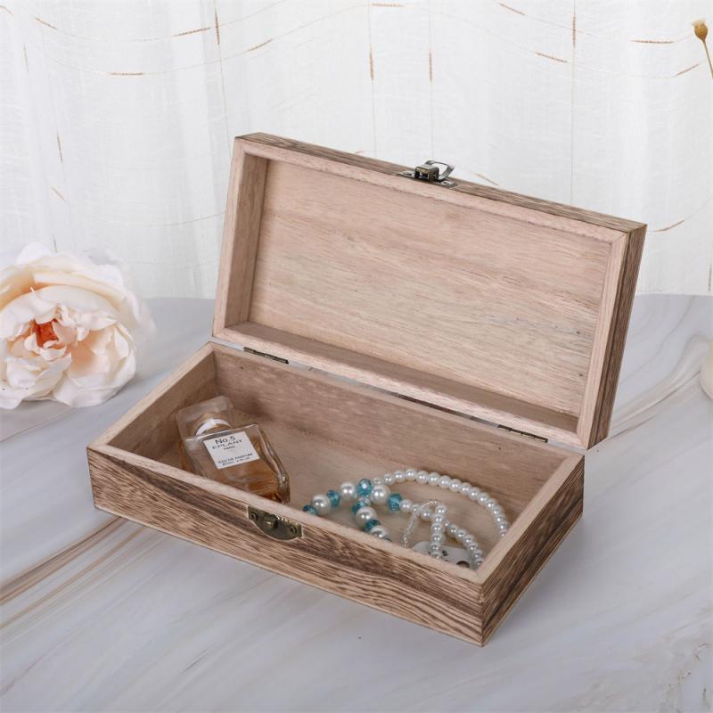 Travel Sundries Organizer Space Saving Lock Lid Carrying Wooden Storage Box Rectangle Dustproof Jewelry Case Makeup Crafts