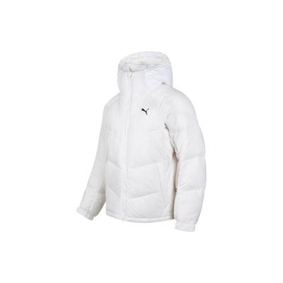 Unifarbene Daunenjacke mit Logo-Print, lässig, sportlich, mit Kapuze, Herrenjacke, Weiß 933464-03