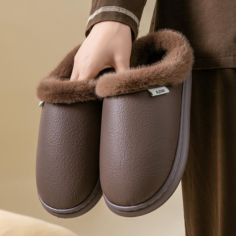 

Хлопковые туфли на плоской подошве для мужчин, осенне-зимние, домашние, для помещений, на толстой подошве, водонепроницаемые, вельветовые хлопковые туфли, теплые хлопковые тапочки для женщин 44-45 темно-коричневого