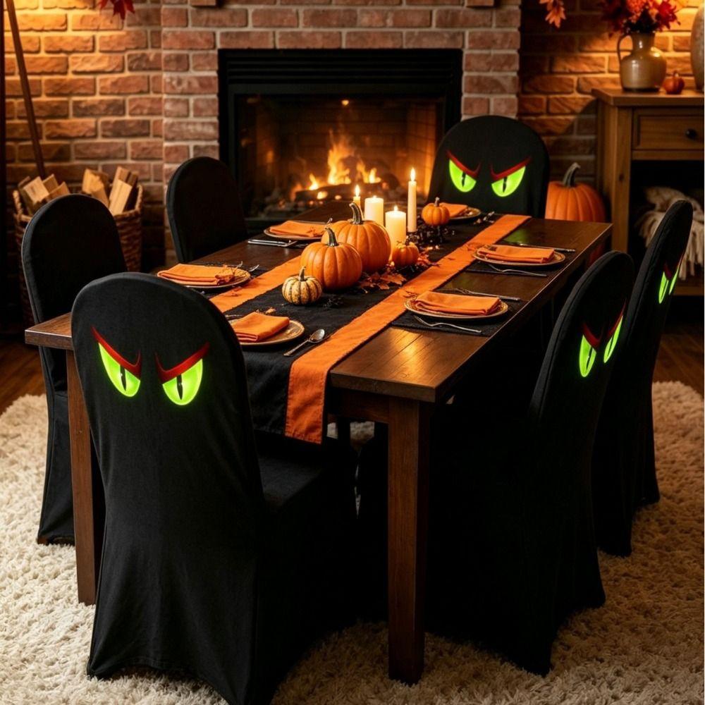Pumpkin Halloween Dinner Chair Seat Cover Skull Pattern Festival Table Decor Home Decoration