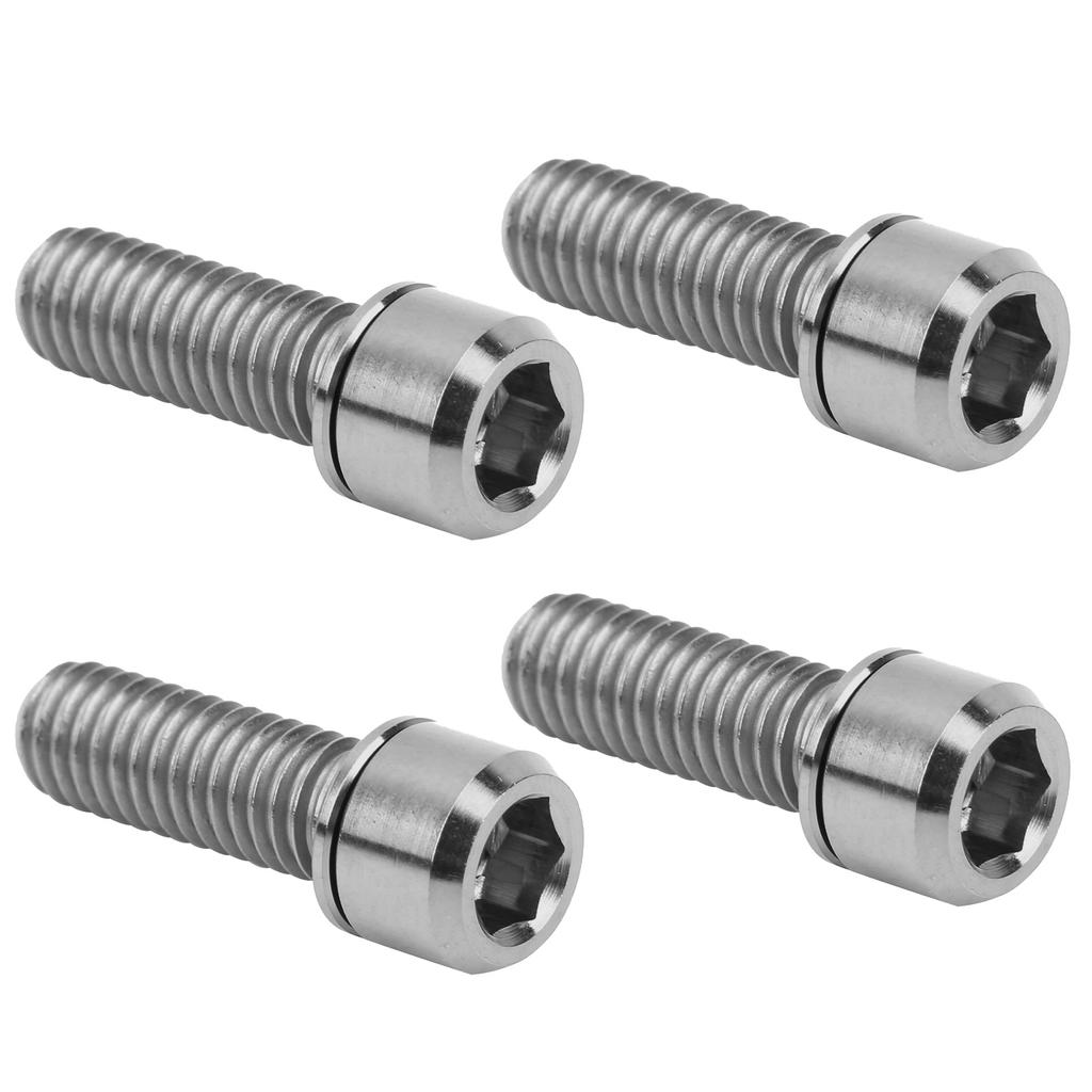 4Pcs Portable M6x18 Titanium Alloy Mountain Bicycle Road Bike Stem Screw High Strengthsilver