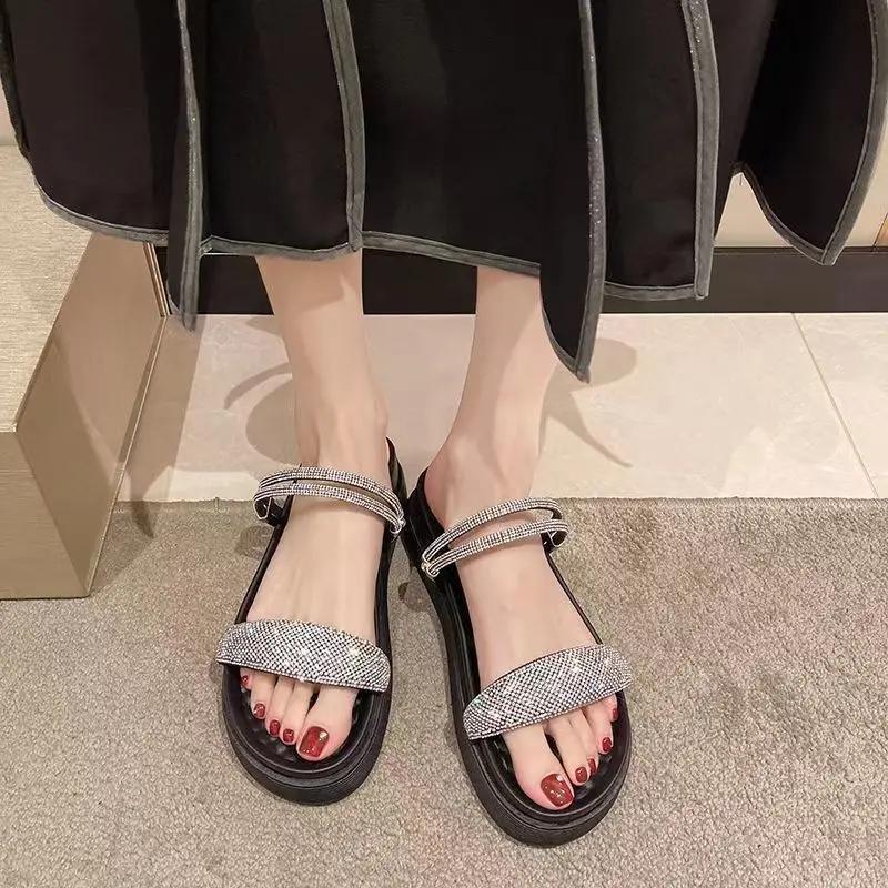 Fashion Outdoor Rhinestones Woman Shoes on Offer Pvc Anti Slip Sandal Hot New Breathable Fashion Low Price Vintage Vip Sandals for Women
