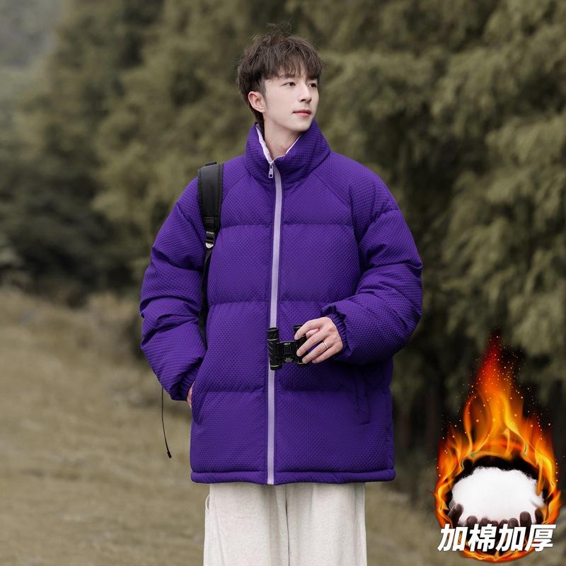 

Stand-up collar cotton-padded clothes for men and women in winter windproof velvet thickened cotton-padded clothes for couples thickened 3XL фиолетовый