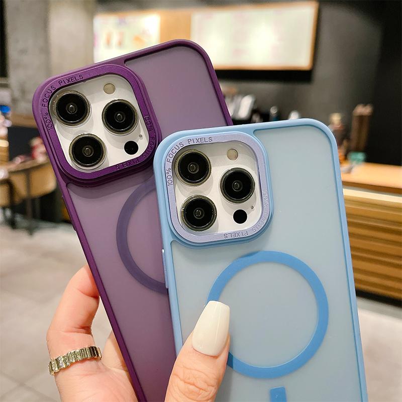 Titanium gray magsafe wireless charging phone case for iPhone 16 15 14 13 12 11 Pro Max Plus magnetic shockproof hard back cover