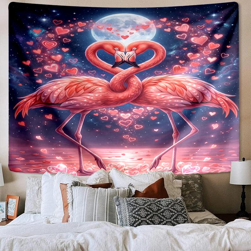 Love Birds In Heart Tapestry Room Decoration Wall Hanging for Living Room Bedroom, Dormitory, Birthday and Christmas Gifts