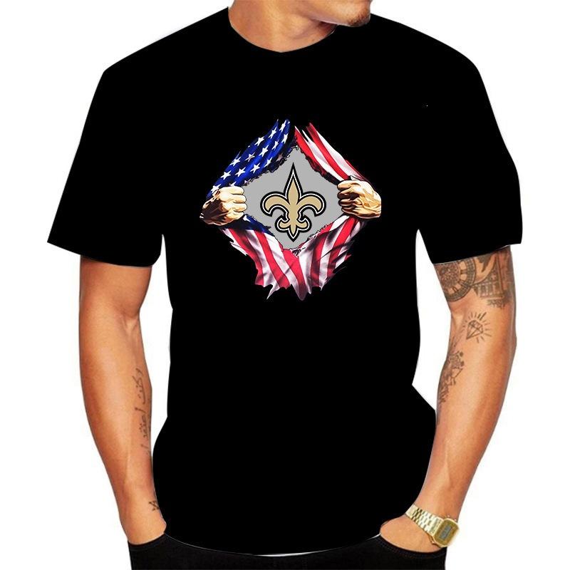 Football T Shirt Men Cotton Print American Flag Crack Graphic Short Sleeve Tees NFL Team Fan Casual Sports Tops Summer O-Neck Daily Wear Shirts