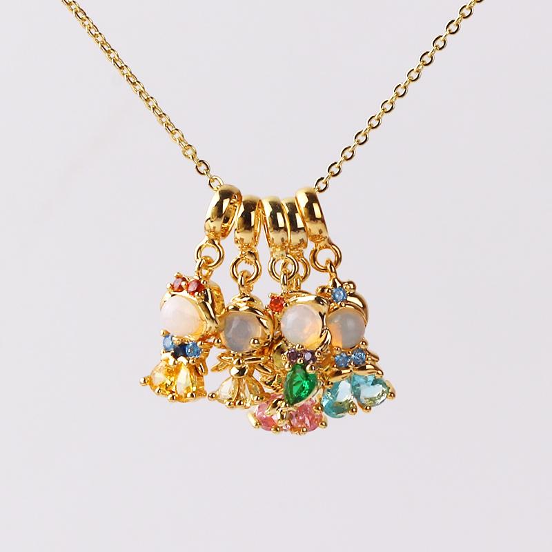 Stainless Steel Colorful Zircon Fairy Tale Little Princess Necklace Gold-plated Universal Chain Clavicle Chain Sweet Temperament