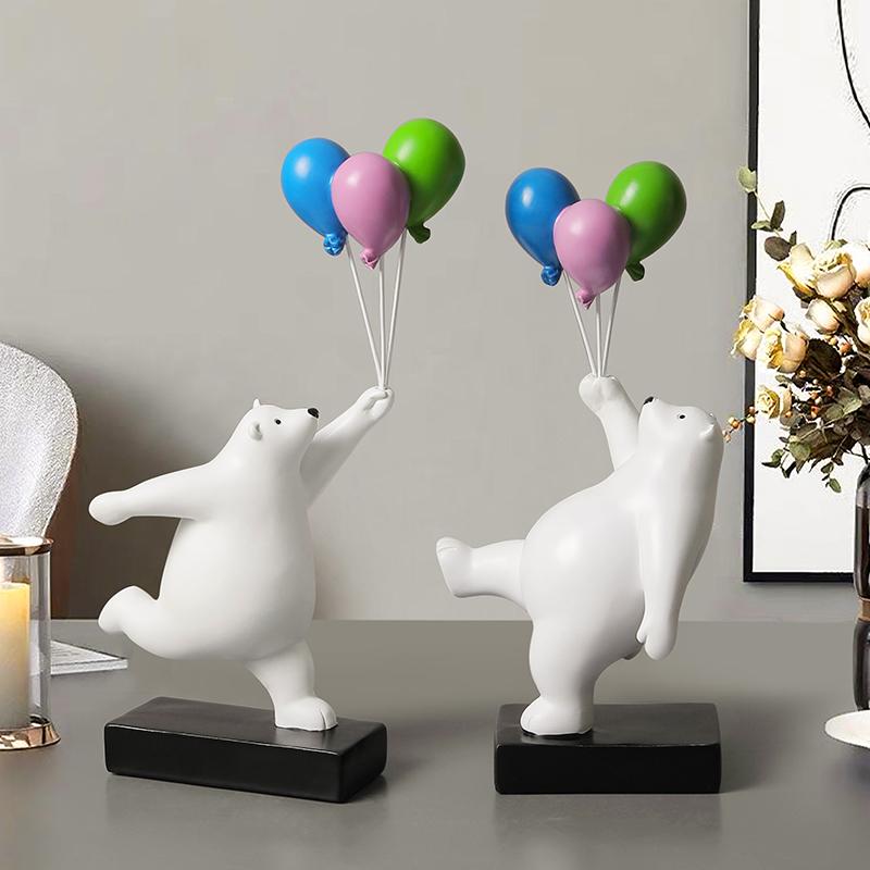Resin Bear Animal Sculpture Nordic Creative Wall Balloon Wall Decor Pendant Living Room Children's Room Bedroom Wall Decorations