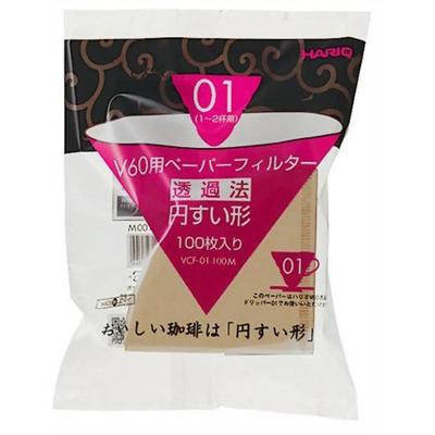 HARIO V60 Paper Coffee Filters 01M, 1-2 Cup, 100 Sheets, Natural Unbleached VCF-01-100M