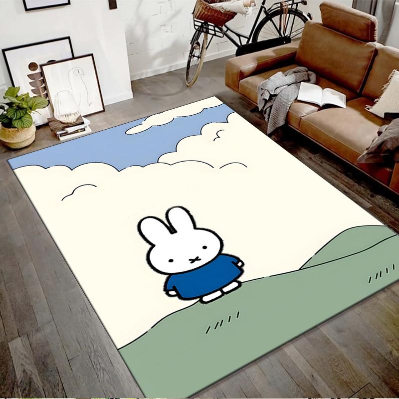 1pc Miffy3 Design Printed Area Rug Carpet for Bedroom Living Room Home Decor Rugs Mat Non Slip Mat Rug for Bedside