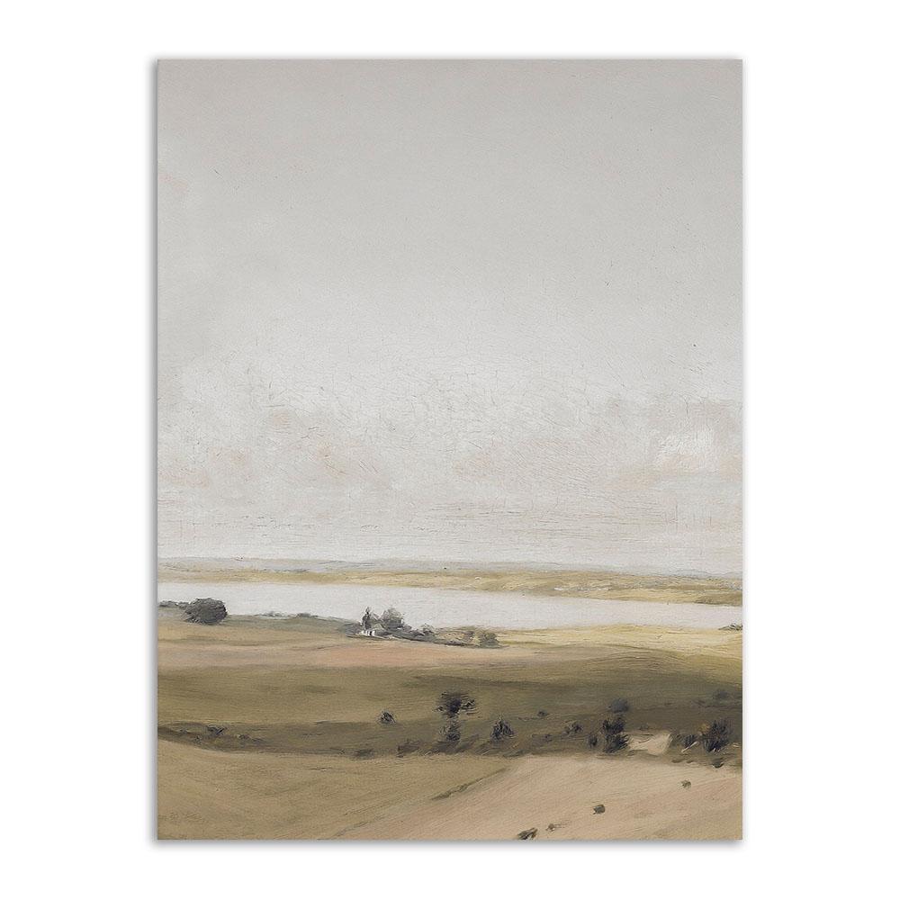 Vintage-Wand-Kunst, Retro-Poster und Drucke, Felddorf, natürliche Landschaft, Windmühle, Leinwandgemälde für Wohnzimmer, nordisches Bild