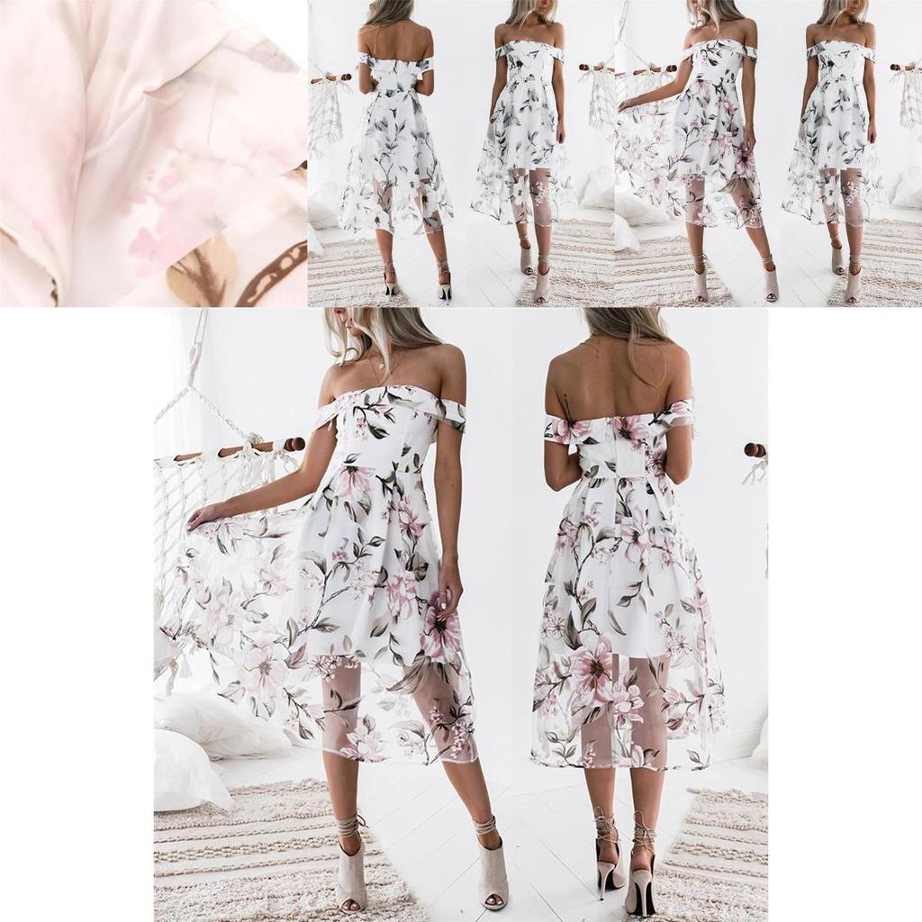 Elegant Women Clothing Vintage Organza Dress Long Off-shoulder Strapless Party Wear