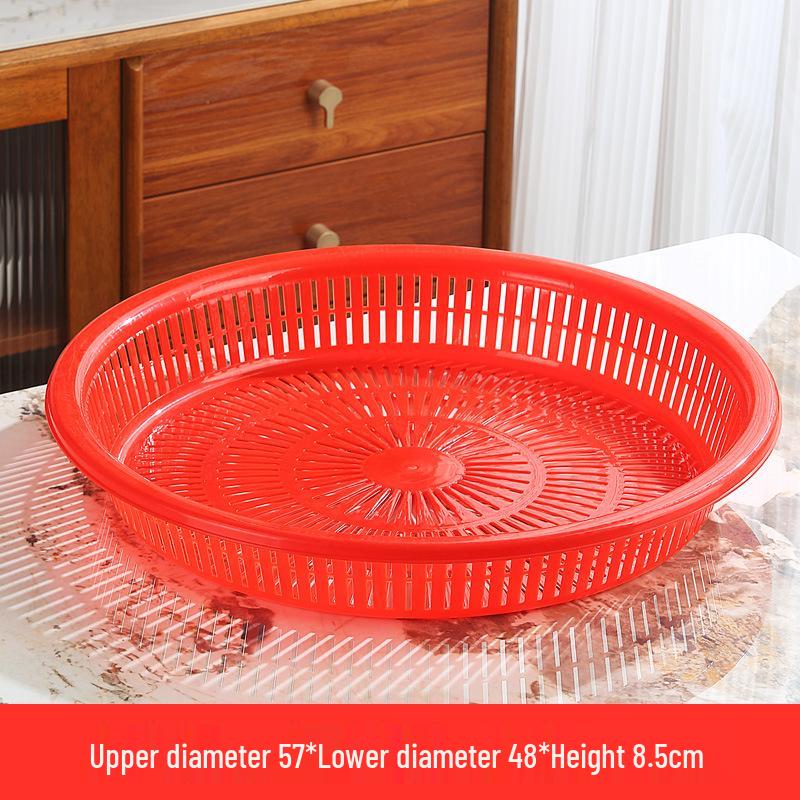Festive Red Round Plastic Drying Sieve for Household Use