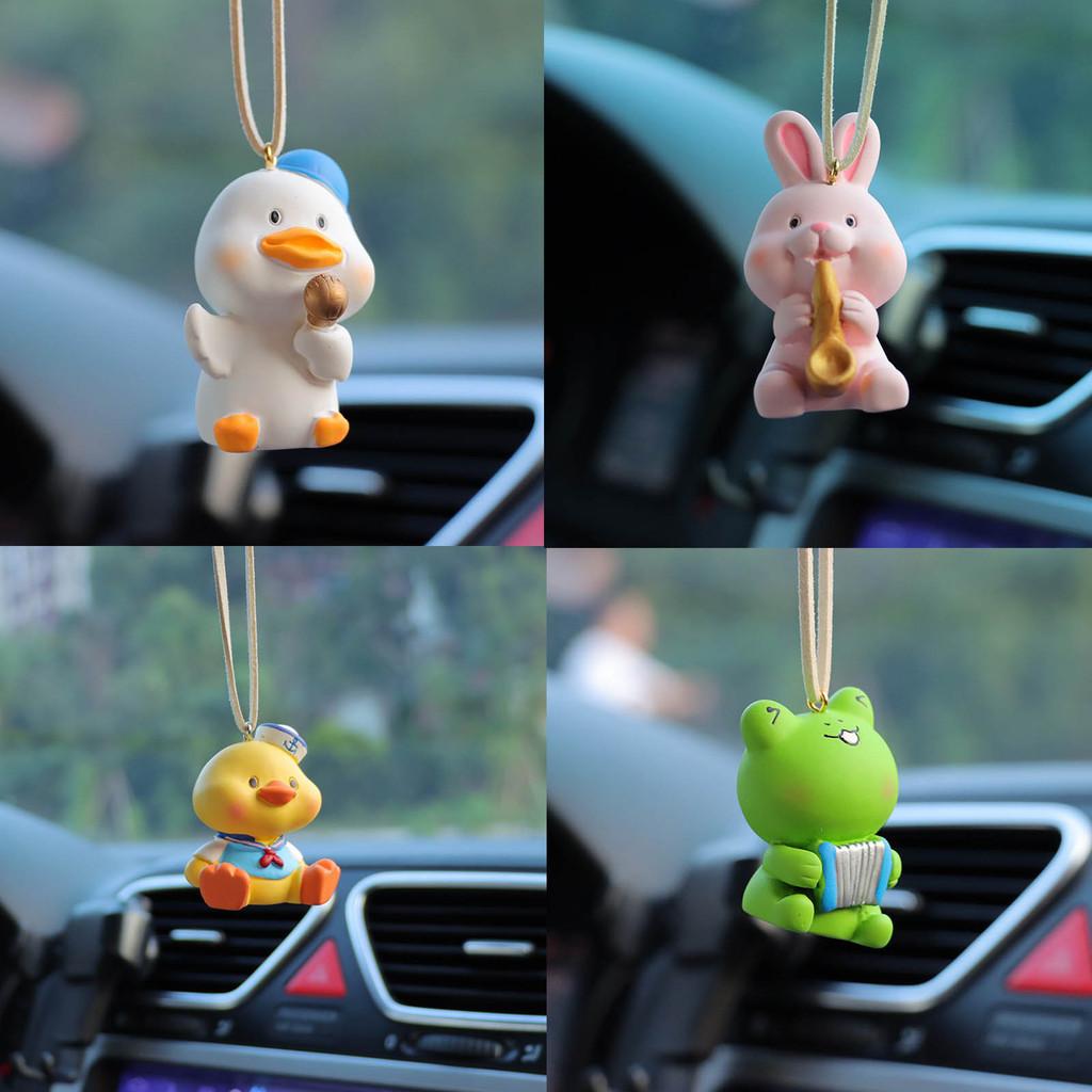 Cute Resin Cartoon Duck Car Mirror Hanging Decoration For Car Interior