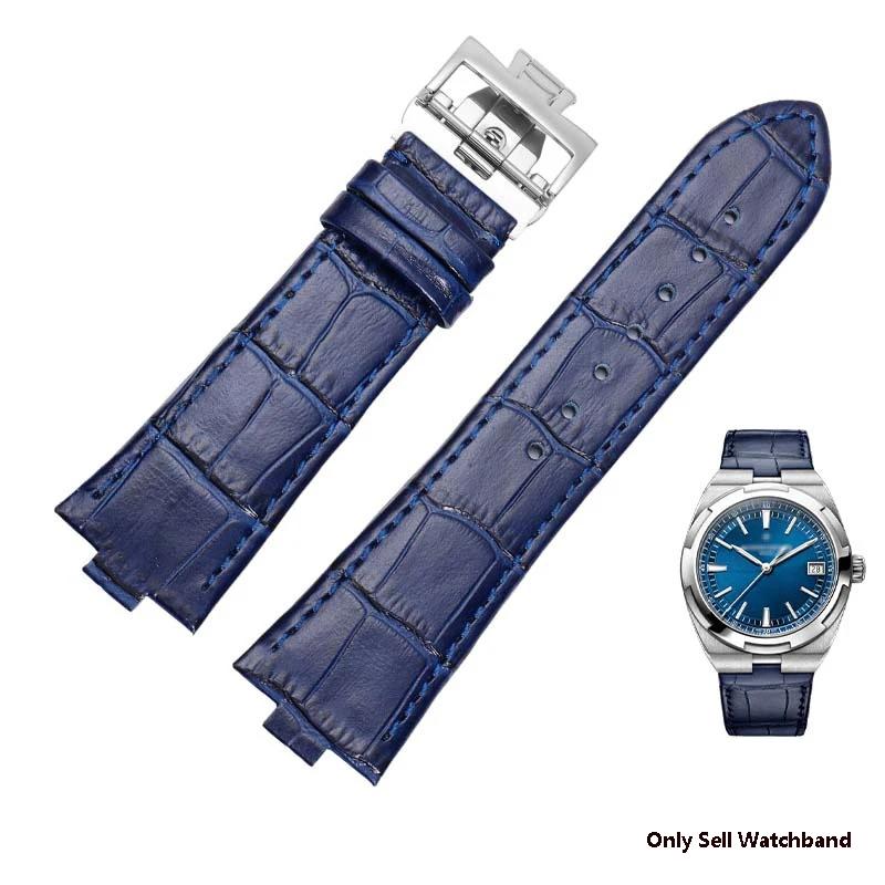 25*8Echtes Leder Uhrenarmband für Vacheron Constantin OVERSEAS Serie 4500V 5500V P47040 Edelstahl Schließe Herren Uhrenarmband