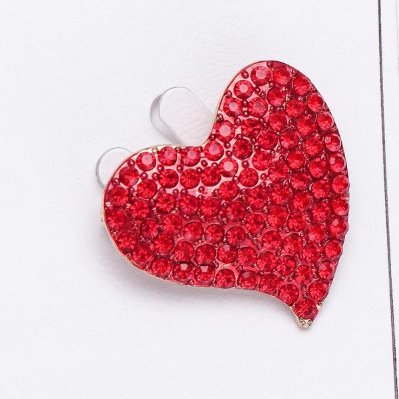 Elegante e Individualista, Diamante de Agua, Broche Rojo en Forma de Corazón, Oficina, Fiesta, Amigo, Vestido, Vestido y Accesorios