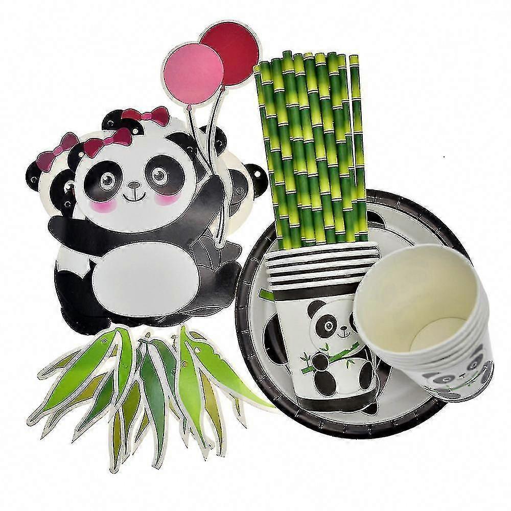 Panda Party Decorations Supplies Happy Birthday Banner Balloons Cake Toppers Gift Bags